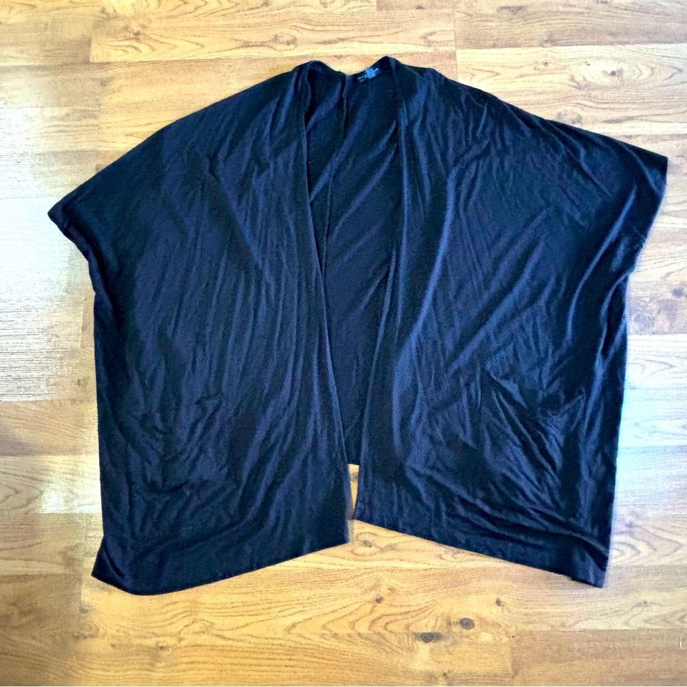 Susan Graver Weekend Cozy Jersey Knit Relaxed Open Cardigan Black Plus Size 3X